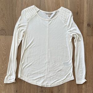 Banana Republic Off-White Quilted Long Sleeve Top